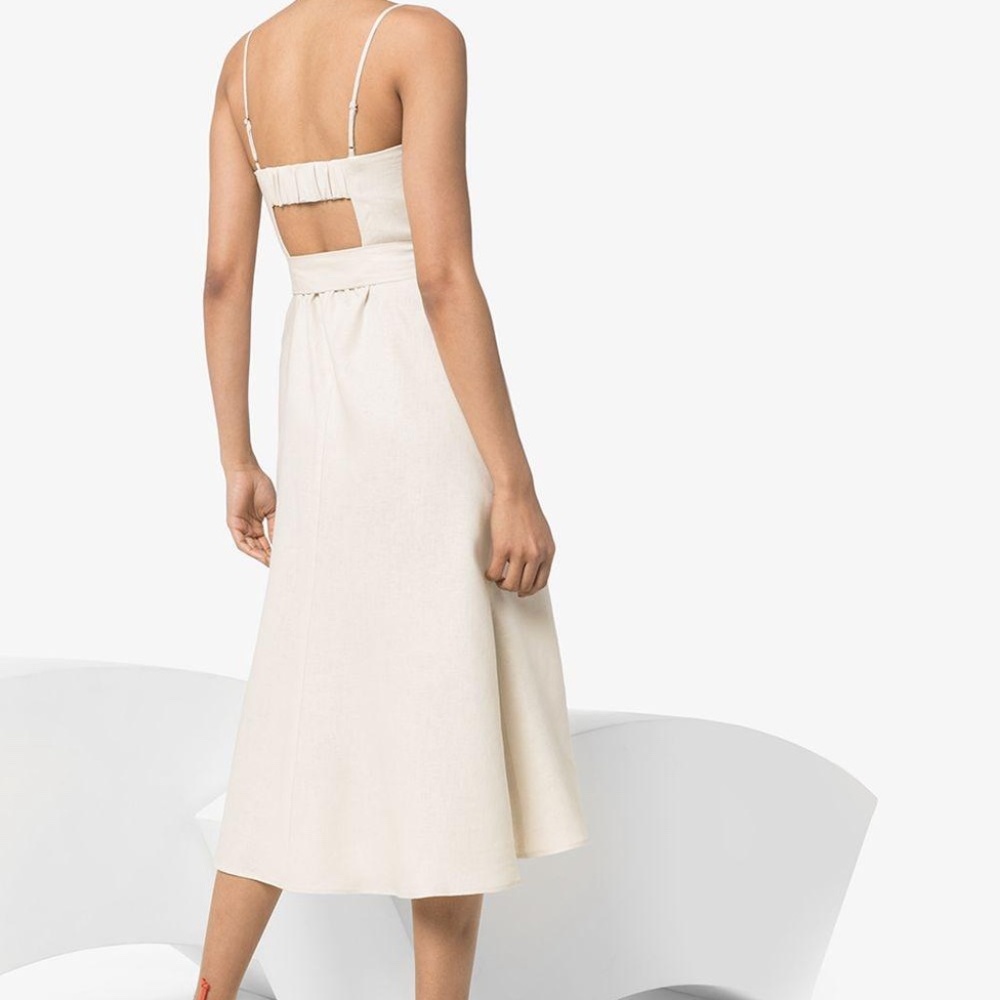 Reformation Jada Linen Dress in Oatmeal - Picture 2 of 3